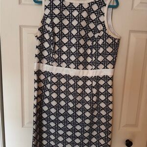 Brooks Brothers Black and White Sleeveless Sheath Dress